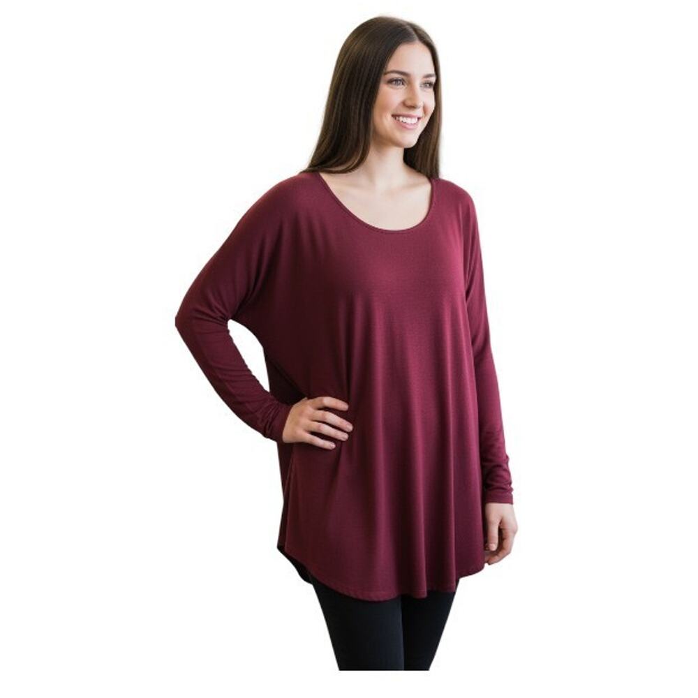 NWT Cyrus Sweater Woman Plus 3X Burgundy Pullover Stretchy Flowy Office Church